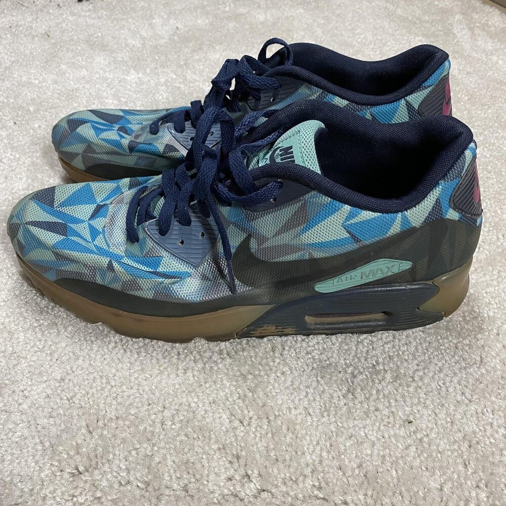 Nike Air Max 90 Ice Shoes Mens‎ Sz 11 Blue Geometric Running 631748-400